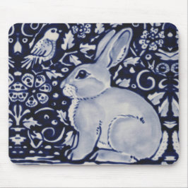Blau und Weiß Kaninchen mit Design-Maus für Vogelk Mousepad
