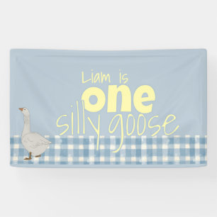 Blau und Weiß Kariert eine Alberne Gans Banner