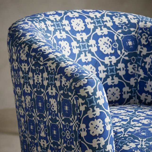 Blau und Weiß Klassisches elegantes Damask-Muster Stoff (Von Creator hochgeladen)