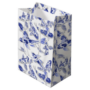 Blau und Weiß Koi Mittlere Geschenktüte
