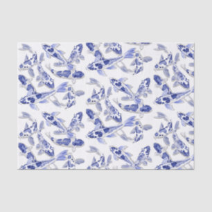 Blau und Weiß Koi Seidenpapier