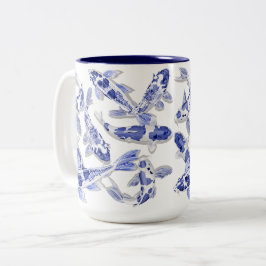 Blau und Weiß Koi Zweifarbige Tasse