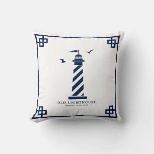 Blau und Weiß, Leuchtturm, Seagulls, nautisch Kissen