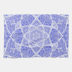 Blau und Weiß Mandala - Loergann in Bluebell Geschirrtuch
