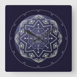 Blau und Weiß Mandala Wall Uhr