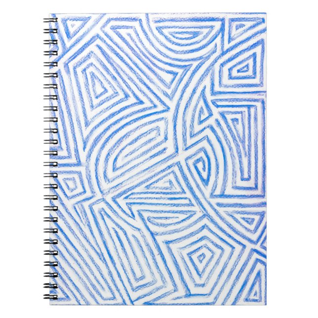 Blau und Weiß "Maze" Muster Spiral Notebook Notizblock (Vorderseite)