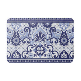 Blau und weiß mexikanische Talavera Folk Art Tile Badematte