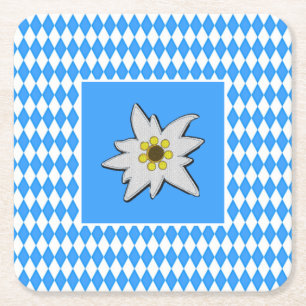 Blau und Weiß mit Edelweiss Oktoberfest  Rechteckiger Pappuntersetzer