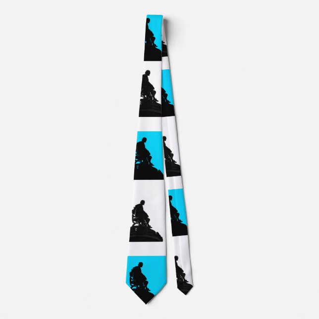 Blau und Weiß mit Schwarz-Shakespeare-Silhouette Krawatte (Vorderseite)