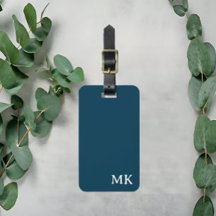 Blau und Weiß Modern Monogramm Gepäckanhänger