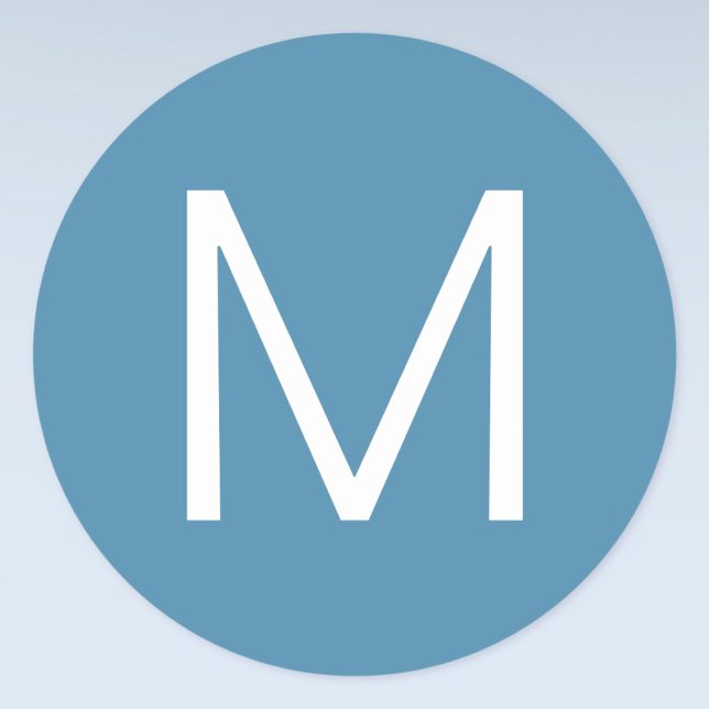 Blau und Weiß Moderner Minimalistischer Brief Runder Aufkleber (Von Creator hochgeladen)