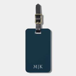 Blau und Weiß | Modernes Monogramm Gepäckanhänger