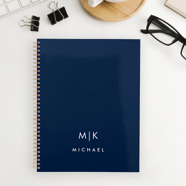 Blau und Weiß | Modernes Monogramm Planer (Von Creator hochgeladen)