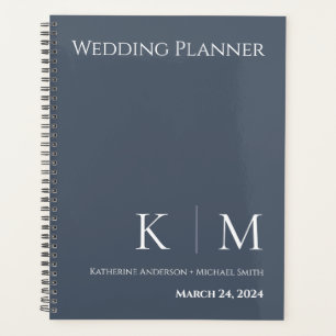 Blau und Weiß - Mongram-Hochzeitsplaner Planer