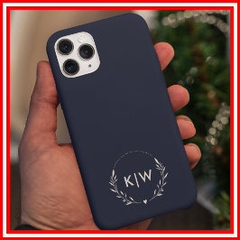 Blau und Weiß | Monogram für moderne Initials iPhone 16 Pro Max Hülle