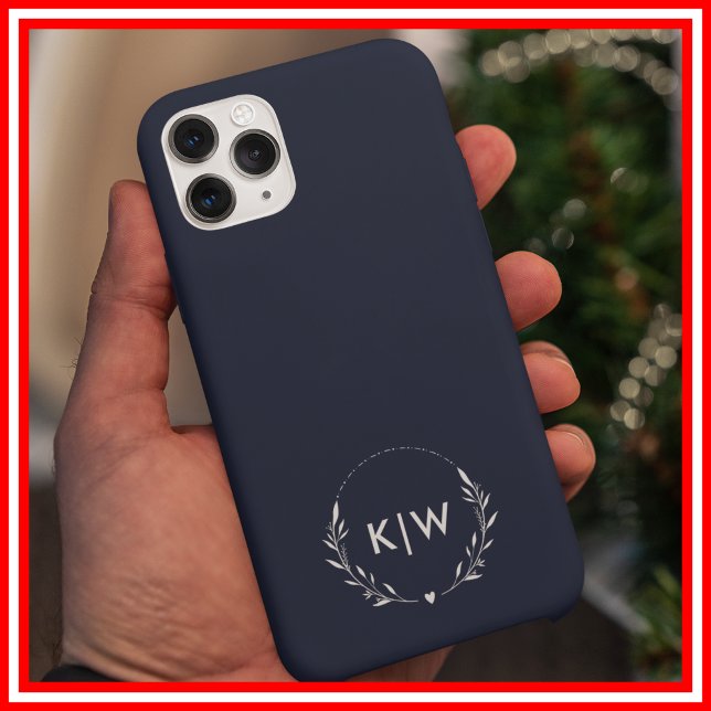 Blau und Weiß | Monogram für moderne Initials Case-Mate iPhone Hülle (Navy Blue and White | Modern Initials Monogram Case-Mate iPhone Case)