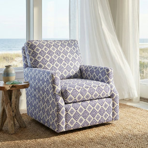 Blau und Weiß Mosaik Geometric Azurblau Muster Stoff