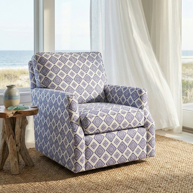 Blau und Weiß Mosaik Geometric Azurblau Muster Stoff (Von Creator hochgeladen)