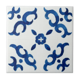 Blau und Weiß Muster Mittelmeer Wasserfarbe Fliese