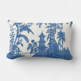 Blau und Weiß Orientale Chinoiserie Lendenkissen