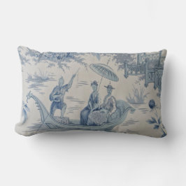 Blau und Weiß Orientale Chinoiserie Lendenkissen