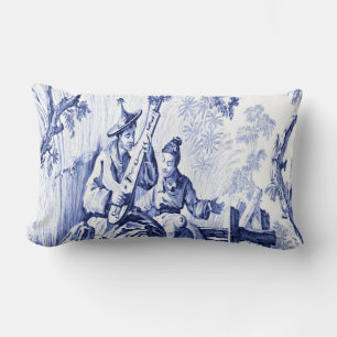 Blau und Weiß Orientale Chinoiserie Lendenkissen