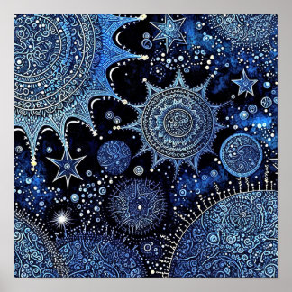 Blau und Weiß Poster