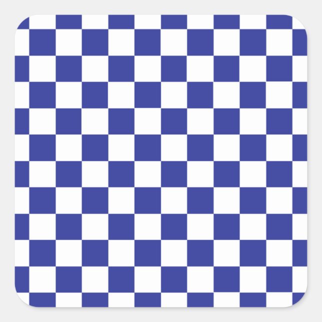 Blau und Weiß Quadratischer Aufkleber (Vorderseite)