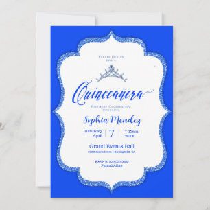 Blau und Weiß Quinceanera Einladung