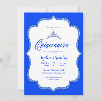 Blau und Weiß Quinceanera Einladung