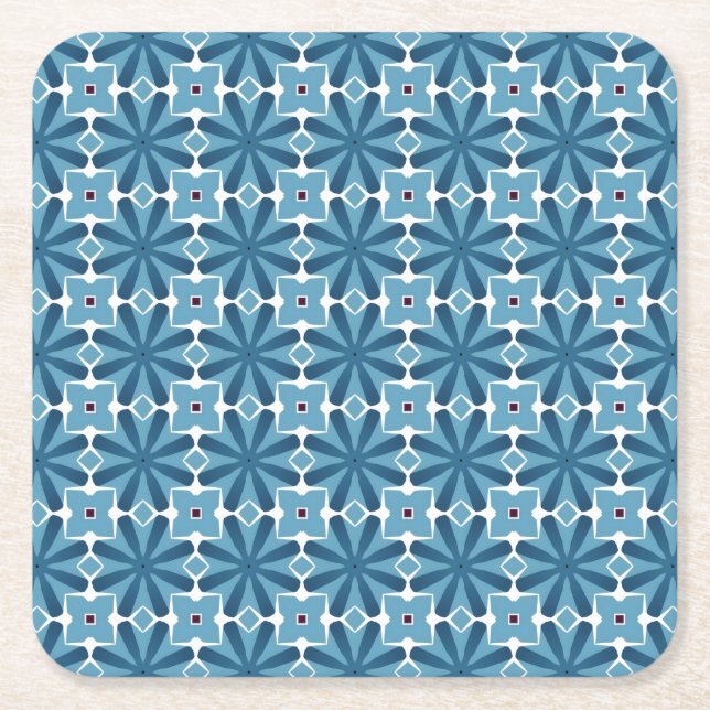 Blau und Weiß Rechteckiger Pappuntersetzer (Vorderseite)