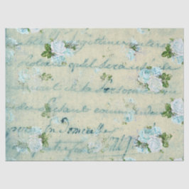 Blau und Weiß Rosen und Schriftdekoupage Seidenpapier