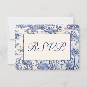 Blau und Weiß RSVP Karte