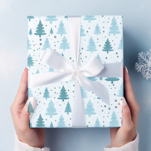 Blau und Weiß Schnee Weihnachten Geschenkpapier (Von Creator hochgeladen)