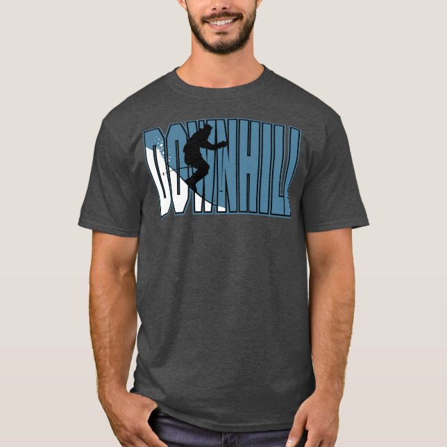 Blau und Weiß Skifahren T-Shirt (Vorderseite)