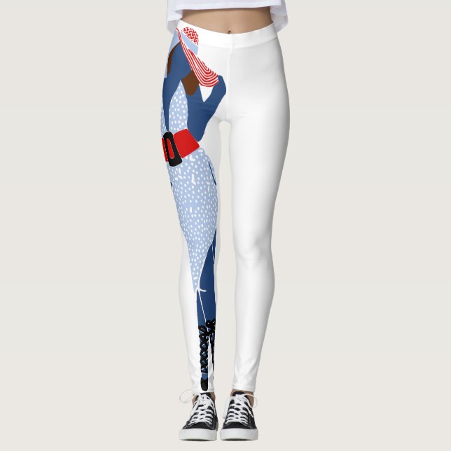Blau und weiß Sonnenkleid dick Chic Leggings (Vorderseite)
