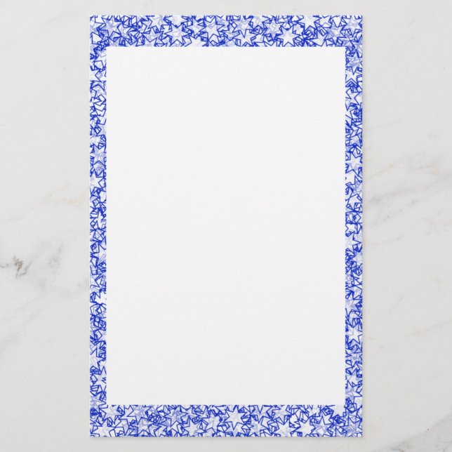 Blau-und Weiß-Stern-Team-Geist-Sport-Farben Briefpapier (Vorderseite)