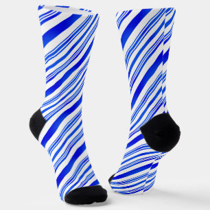 Blau und Weiß Streifen Candy Cane Muster Weihnacht Socken