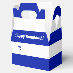 Blau und Weiß Streifen Custom Text Happy Hanukkah Geschenkschachtel