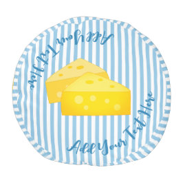 Blau und Weiß Streifen - Käserand - Eigener Text P Hocker