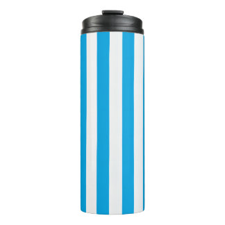 Blau und Weiß Streifen Thermosbecher