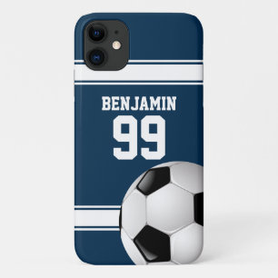 Blau und Weiß Stripes Jersey-Fußball iPhone 11 Hülle