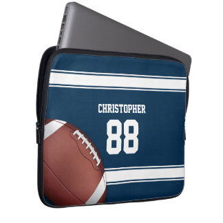 Blau und Weiß Stripes Jersey-Gitter-Eisen-Fußball Laptopschutzhülle