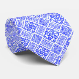 Blau und Weiß Tatreez Henna Thobe Muster Krawatte