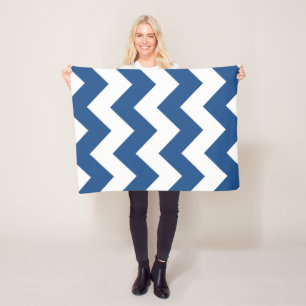 Blau und Weiß Zickzack Fleecedecke