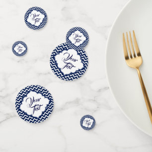 Blau und Weiß Zickzack Konfetti