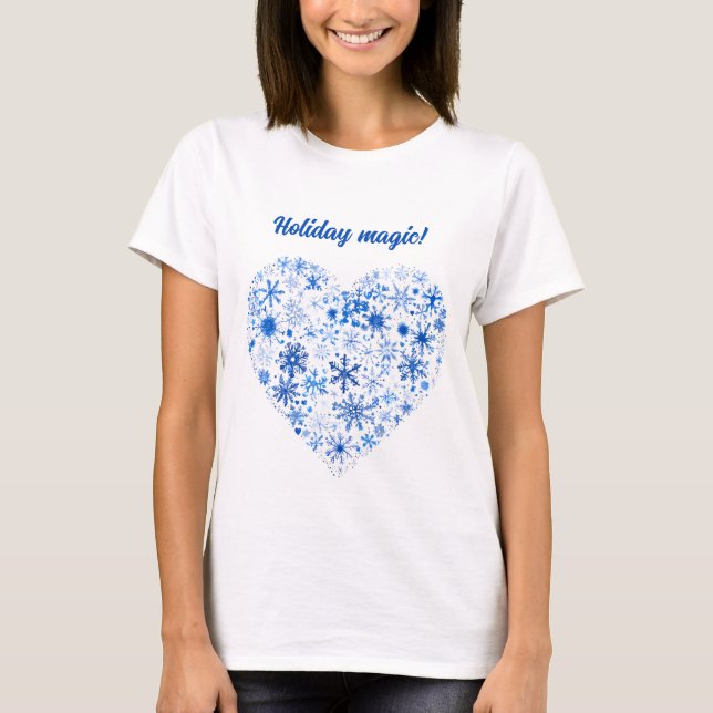 Blau und weiße Weihnachten T-Shirt (Vorderseite)