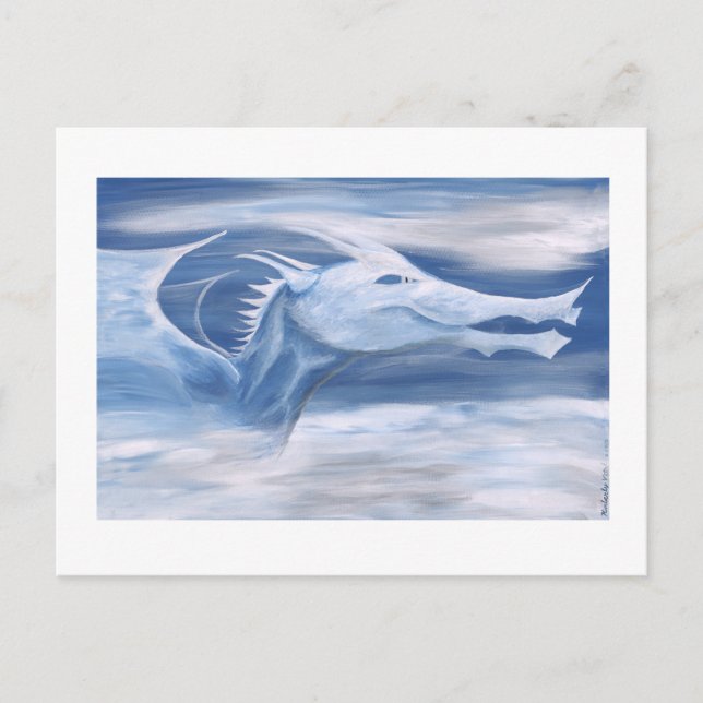 Blau und Weißer Drache Postkarte (Vorderseite)