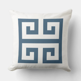 Blau und Weißgriechischer Schlüssel Kissen