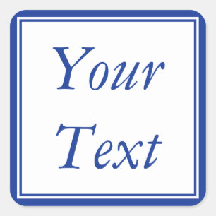 Blau- und Weißkleber oder Beschriftungen mit benut Quadratischer Aufkleber